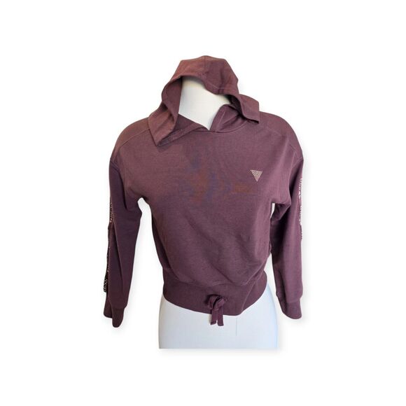 Guess Los Angeles Girl Size 12 Brown Pullover Cropped Hoodie Sweatshirt - Picture 1 of 5